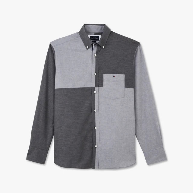 Chemise grise colorblock