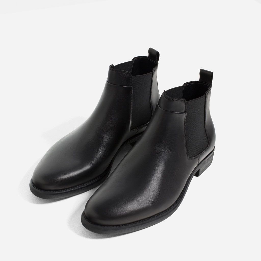 Boot  A Gaine En Cuir Homme - Noir