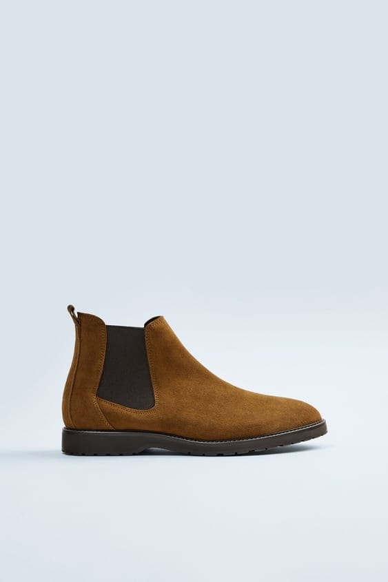 Boot A Gaine Homme Véritable Daim - Marron