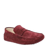 Mocassin Homme En Daim - Rouge Bordeaux