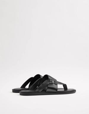 Sandales Zara Cuir Ouvert - Noir