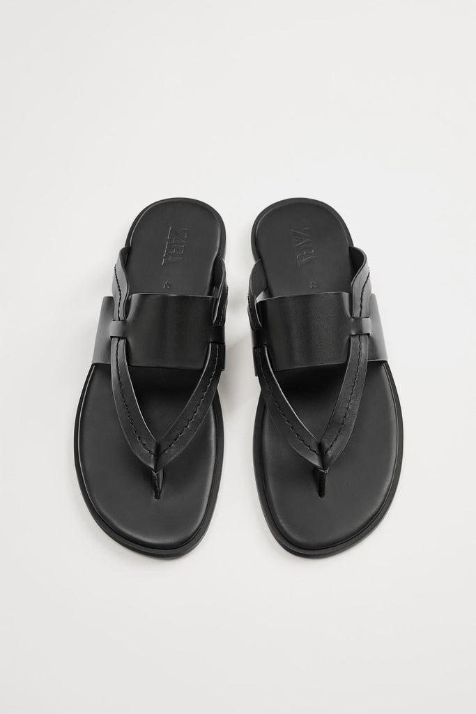 Sandales Zara Cuir Ouvert - Noir