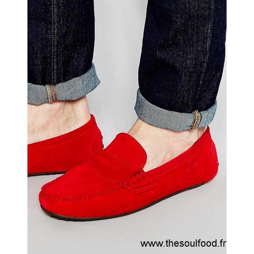 Mocassin Ralph Lauren En Daim Homme - Rouge