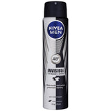 Spray déodorant Nivea 200 ml. Homme noir et blanc à séchage rapide invisible.