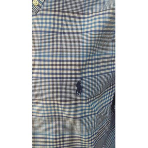 Chemise Ralph Lauren Manches Longues à Carreaux Homme - Bleu/Blanc