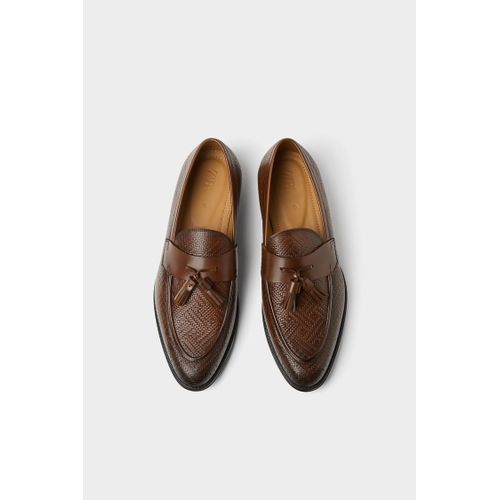 Soulier En Cuir 2 Pompoms Homme - Marron