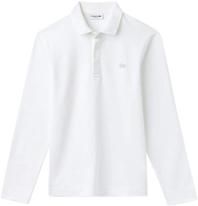 Polo Lacoste Manches Longues Blanc Homme