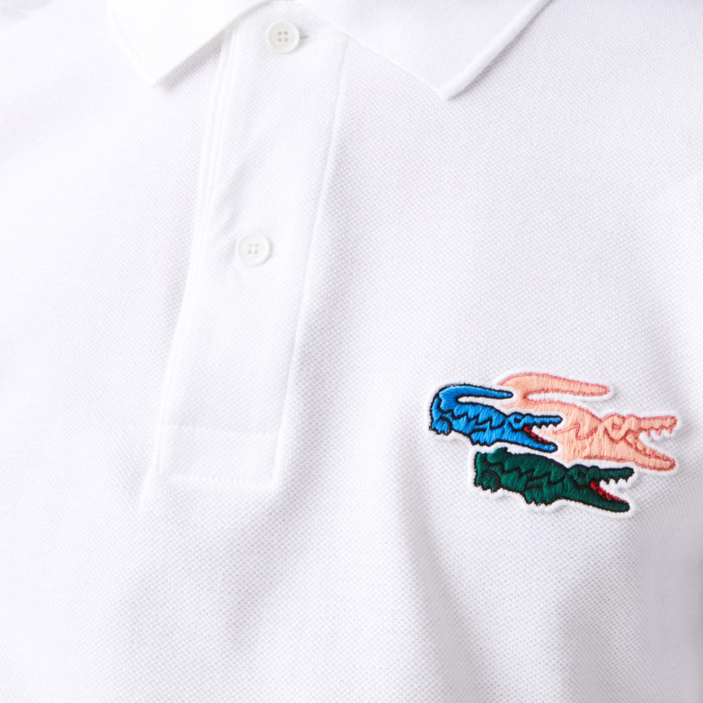 Polo Lacoste Manches Longues 3 Caimans Blanc