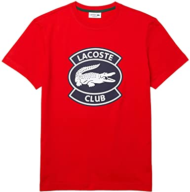 T-SHIRT LACOSTE - BADGE OVERSIZE - ROUGE ET BLEU