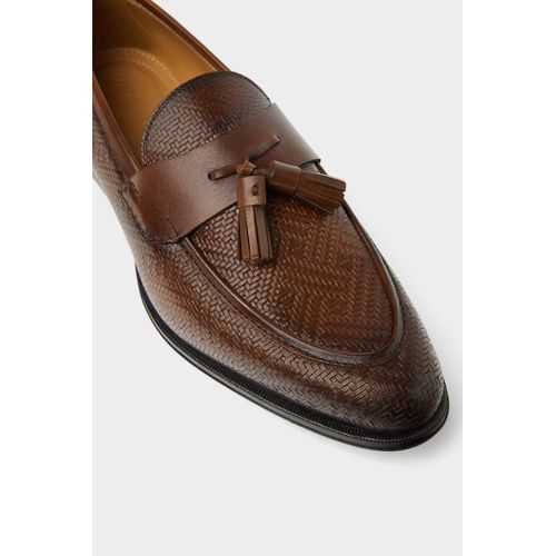 Soulier En Cuir 2 Pompoms Homme - Marron