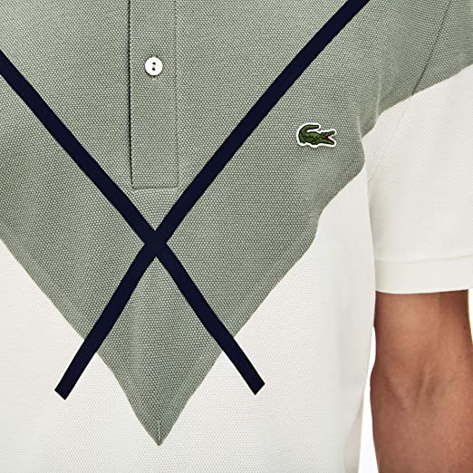Polo Lacoste Homme Vert/Blanc