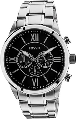 Montre pour homme Fossil BQ1125 Flynn en acier inoxydable chronographe - argent / noir