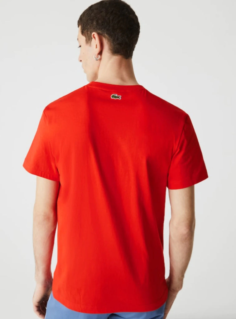 T-SHIRT LACOSTE - BADGE OVERSIZE - ROUGE ET BLEU