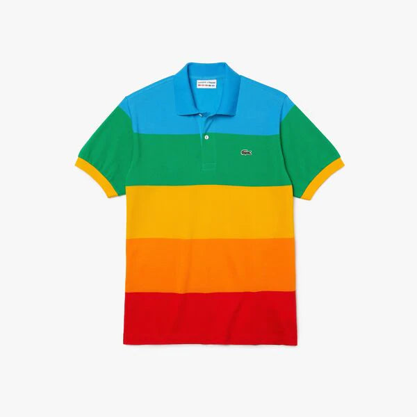 Polo Lacoste x Polaroid à rayures colorées pour homme