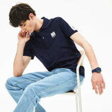 Charger l&#39;image dans la galerie, Polo Homme Coupe Slim en Coton Mini Piqué Lacoste Bleu