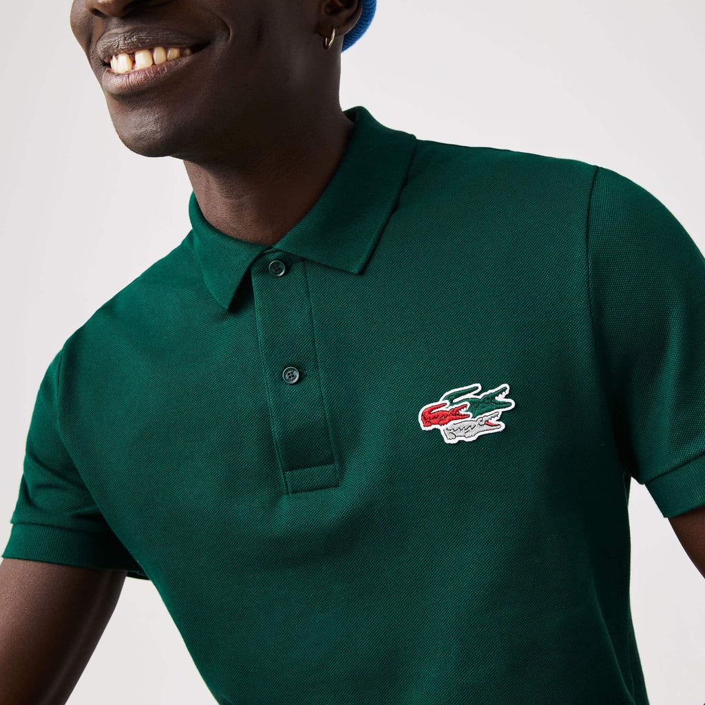 Polo regular fit Lacoste  Vert Crocodiles en coton bio