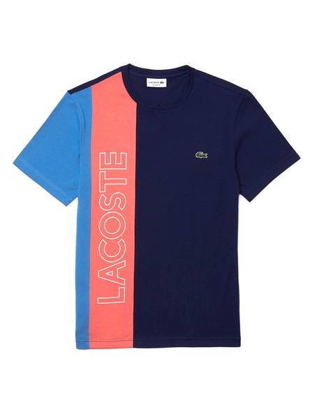 Lacoste T-shirt à col ras du cou et inscription color block pour homme