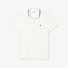 POLO LACOSTE RAYÉ ACCENTS COTON PIQUÉ BLANC VERT