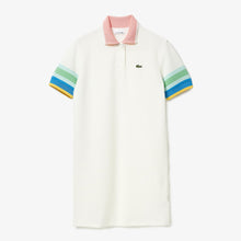 Charger l&#39;image dans la galerie, Robe polo femme en coton nid d&#39;abeille avec détails rayés